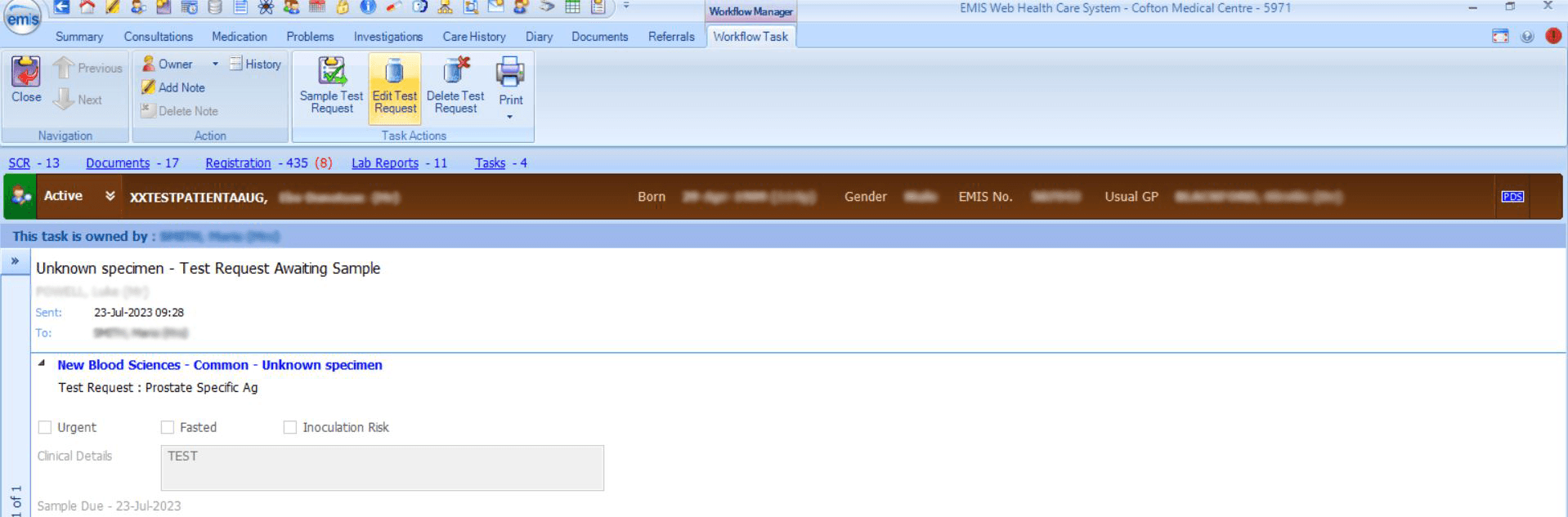 A screenshot of how to view the request list using the EMIS system