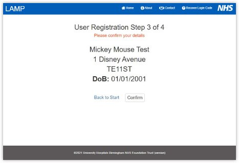 How to confirm your details to register for LAMP testing
