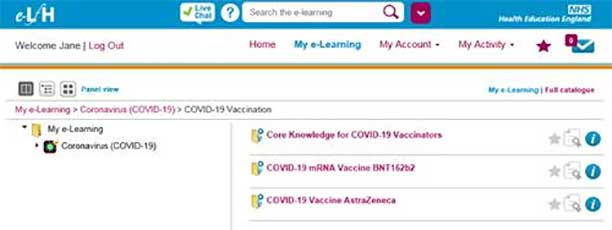 How to access vaccinator resources on e-Learning for Healthcare (e-LfH)