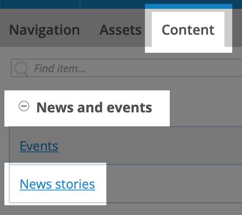 Choose News stories under the Content tab
