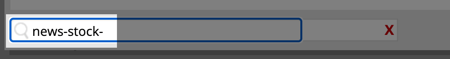 Search for a stock image by typing news-stock into the image search field