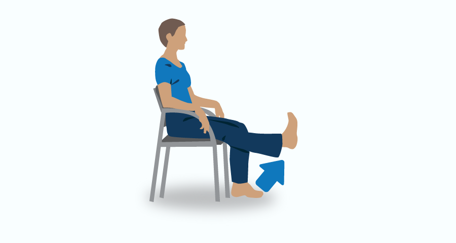Person sitting in chair and lifting their foot