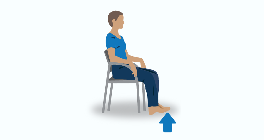Person sitting down and lifting toes