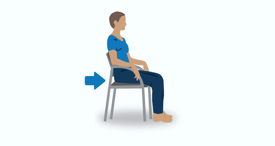 Person sitting down, moving bottom forward on chair