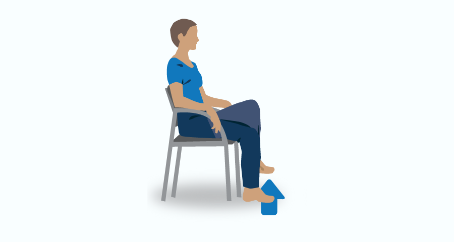 Person sitting down and raising left leg