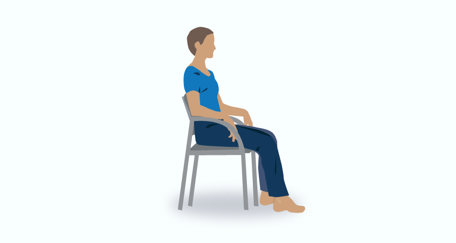 Person who's just lowered themselves into chair