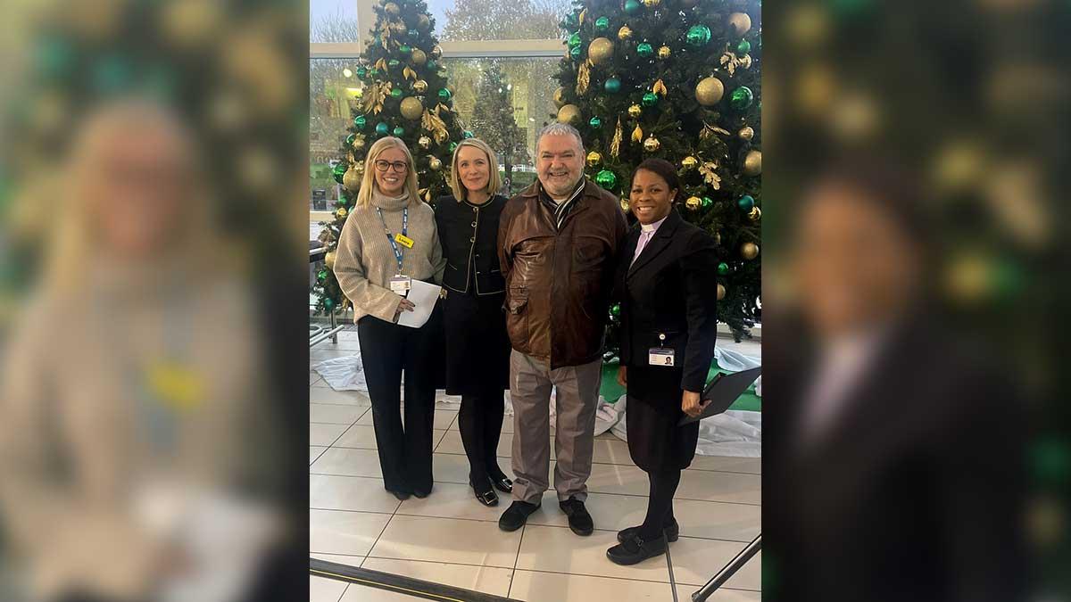 Pictured, left to right: Laura Power, of QEHB Charity; Sally Austin, QEHB Hospital Operations Director; Andy Bright, patient; and Jackie Gayle, Chaplain