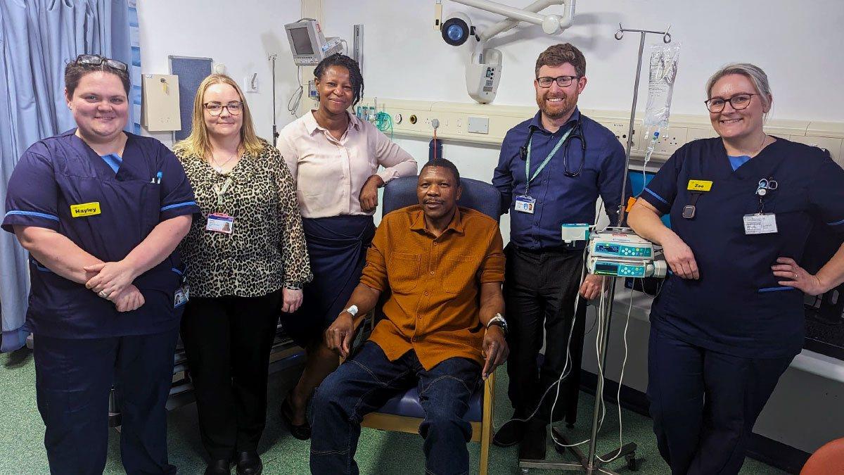 Elliot Phebve and Clinical Research Facility staff at Queen Elizabeth Hospital Birmingham