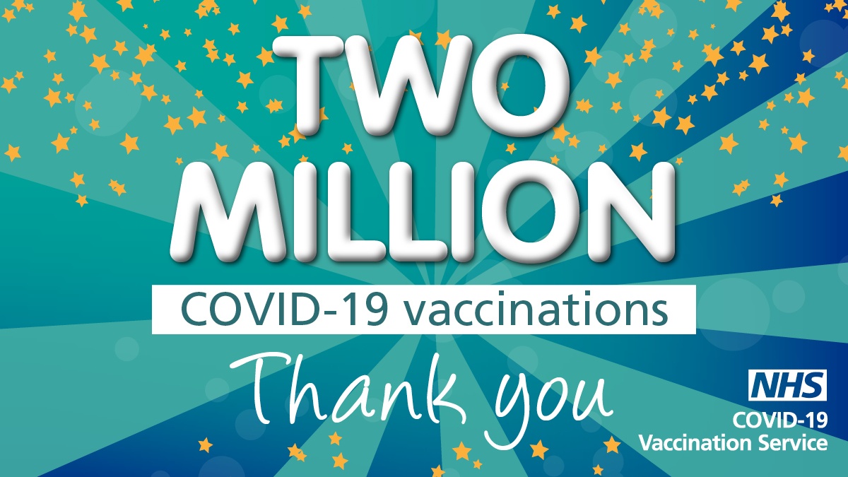 Two million COVID-19 vaccinations – thank you